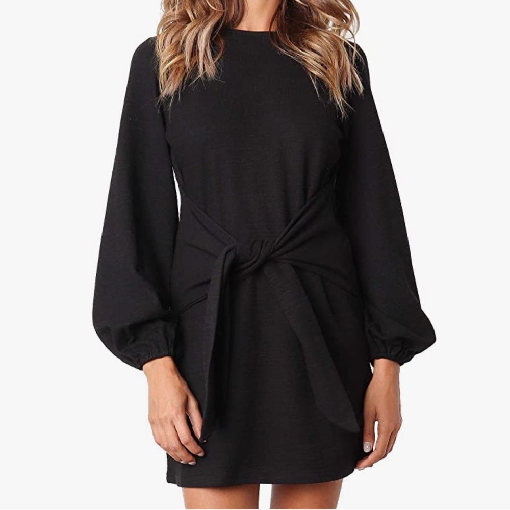 R.Vivimos Women's Cotton Long Sleeves
Bodycon Tie Waist Dress
